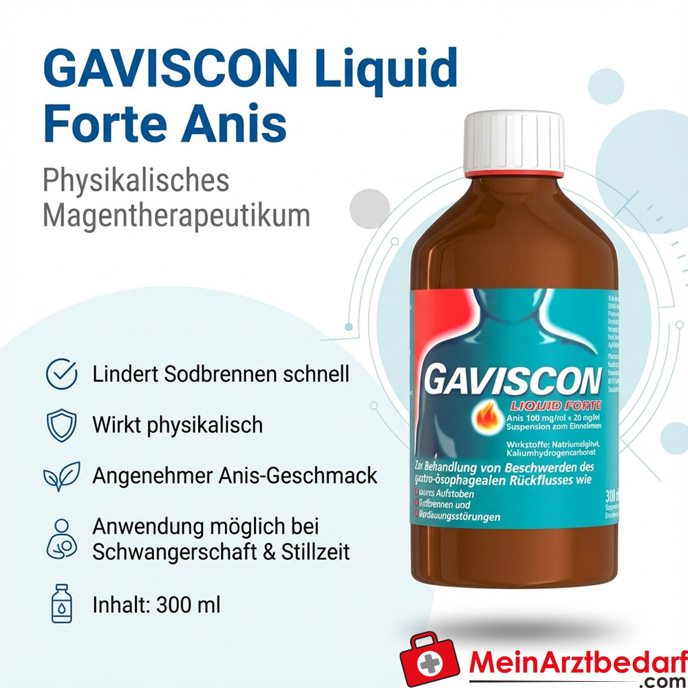 REC02 Gaviscon Liquid Forte Anis liquide 300 ml - traitement physique de l'estomac contre les brûlures d'estomac