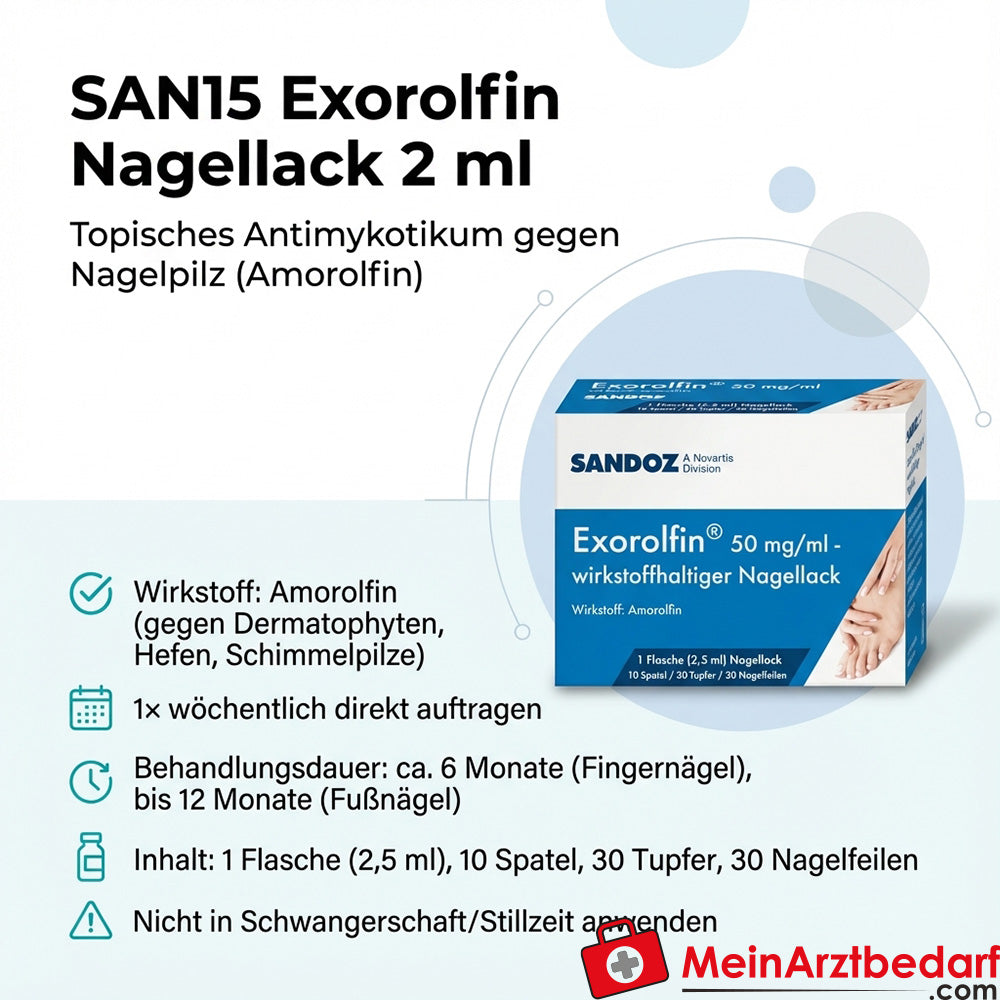 SAN15 Exorolfin Nagellack 2 ml Amorolfin, topisches Antimykotikum gegen Nagelpilz