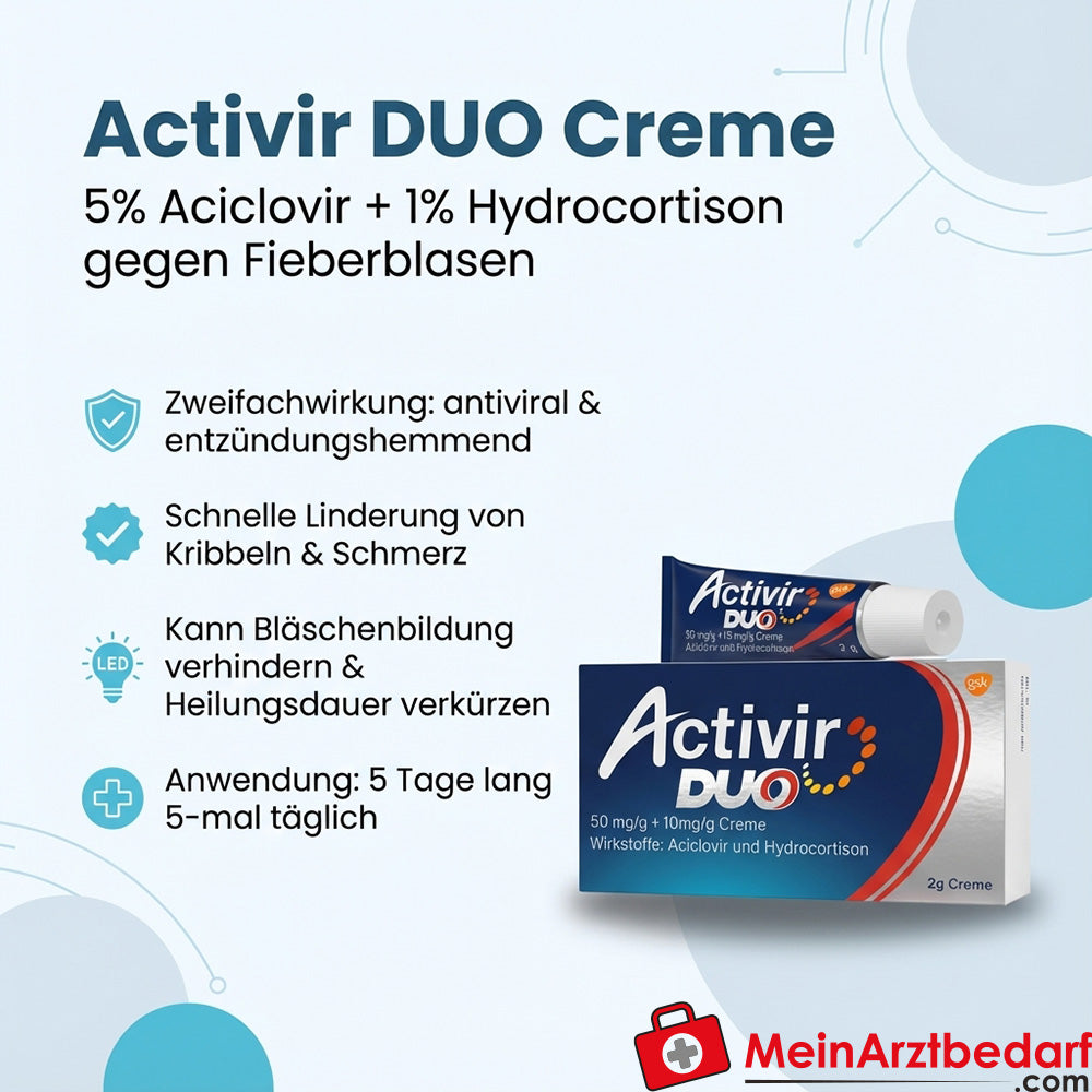 GSK Activir DUO Cream 2 g - 5% acyklowir i 1% hydrokortyzon przeciw opryszczce