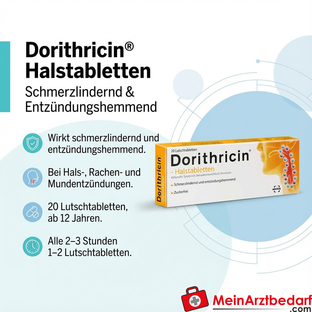 Dorithricin pastilles pour la gorge 20 pièces analgésique et anti-inflammatoire, dès 12 ans