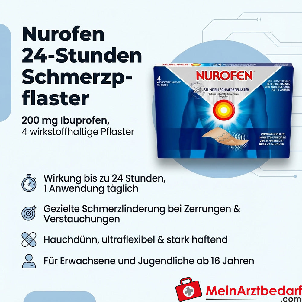 Nurofen cerotti antidolorifici 24 ore 200 mg di ibuprofene, 4 pezzi