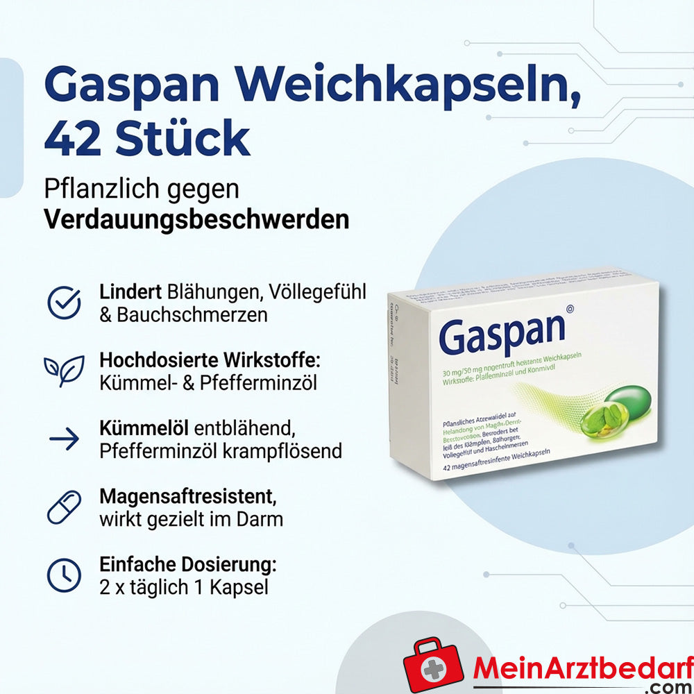 Schwabe Gaspan Weichkapseln 42 St. bei Blähungen, Völlegefühl und Bauchschmerzen