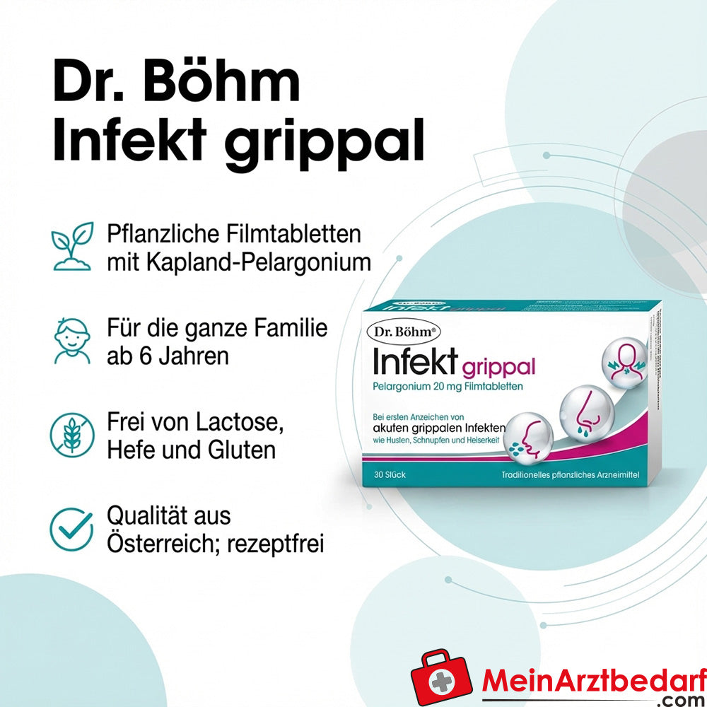 Dr. Böhm Infekt grippal Pelargonium Filmtabletten 30 St. Husten Schnupfen Heiserkeit