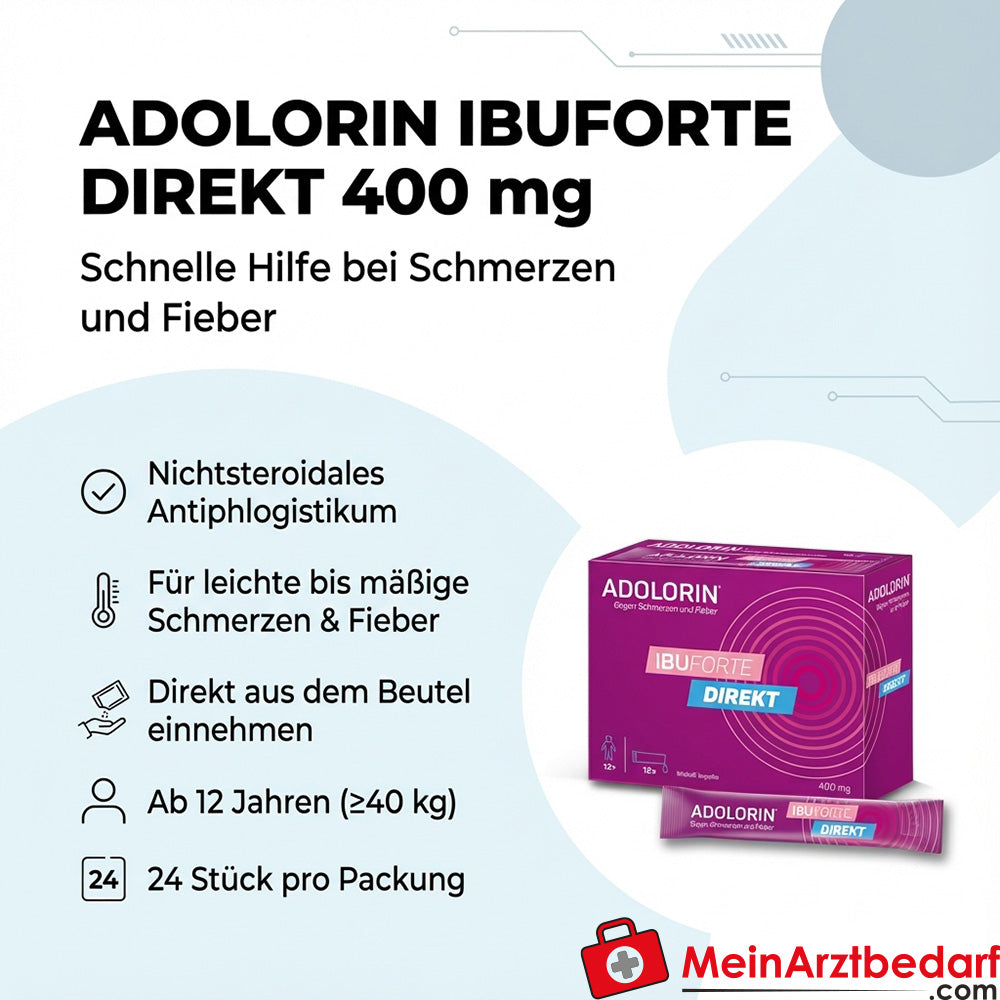 KWI01 Ibuforte Direct Suspension 400 mg sachet, pijnstiller, 24 stuks