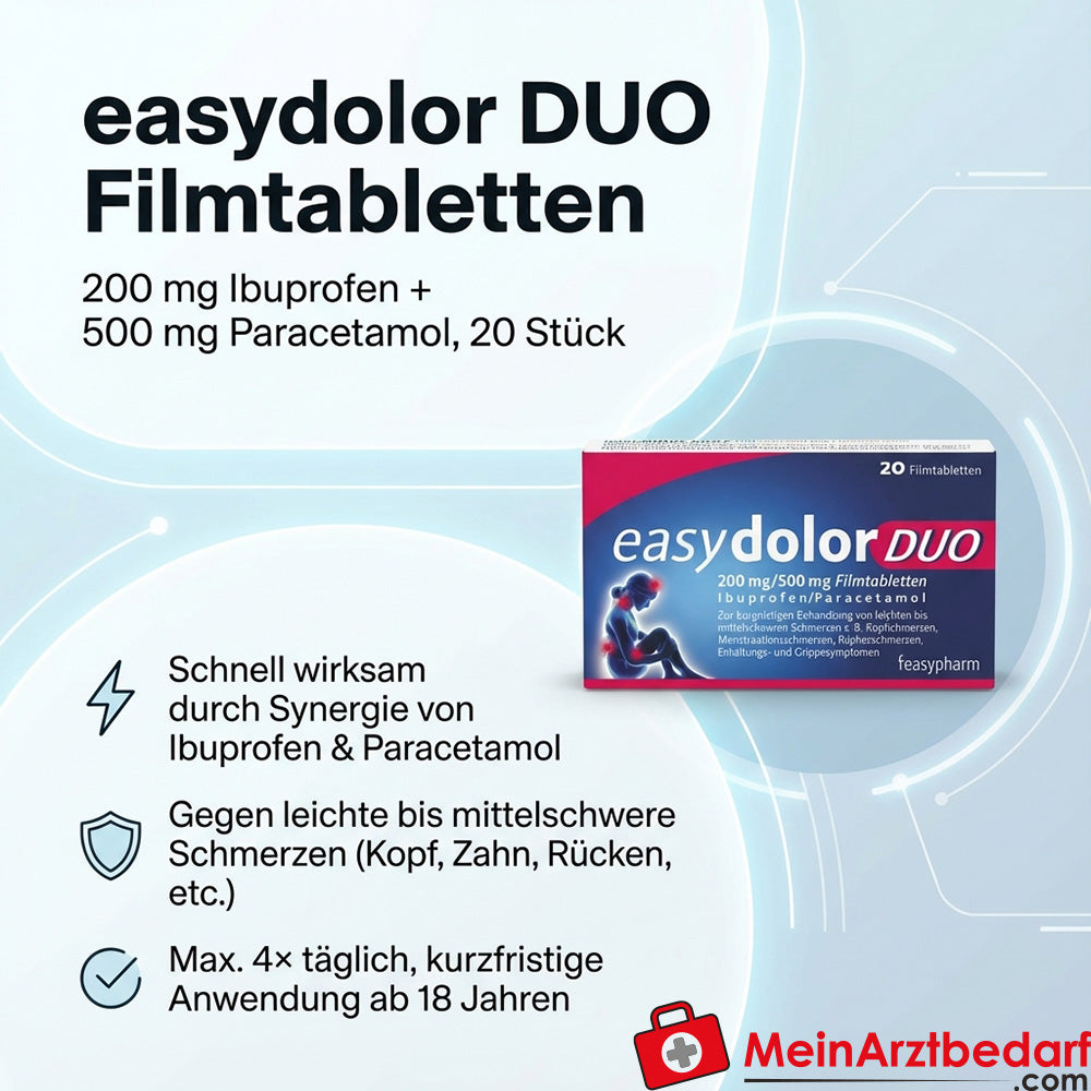 EAS02 Easydolor DUO compresse rivestite con film 200 mg di ibuprofene + 500 mg di paracetamolo, 20 pz.
