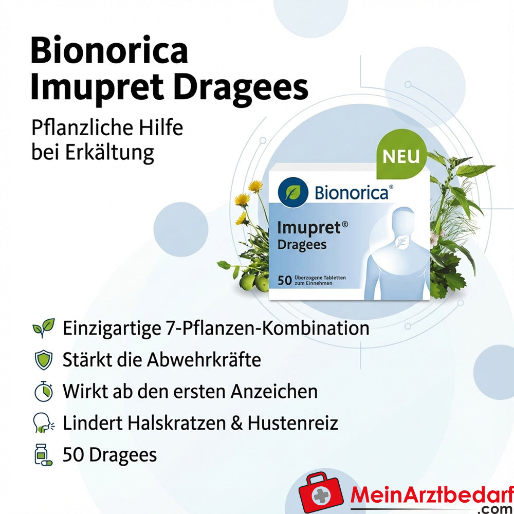 Bionorica Imupret Dragees 50 pezzi, a base di erbe contro il raffreddore, rafforza le difese immunitarie