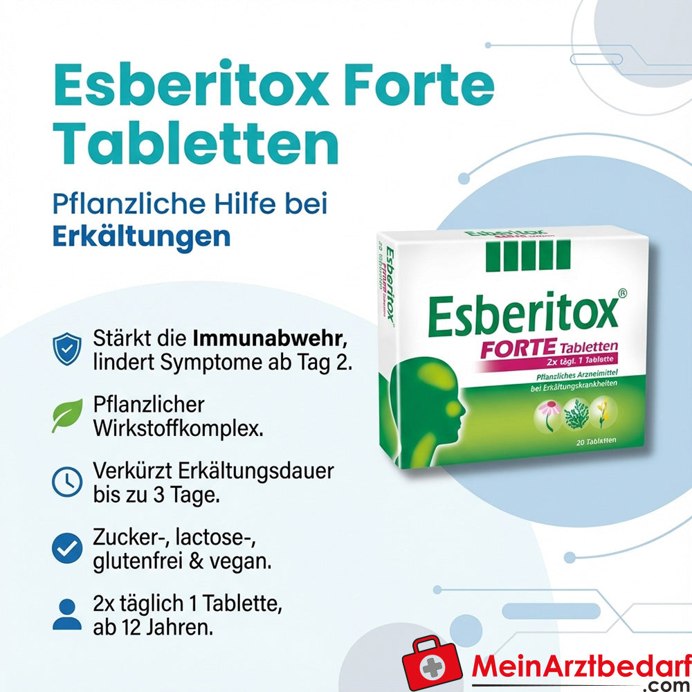 Esberitox Forte comprimidos 40 comprimidos - remedio a base de plantas para los resfriados, refuerzo inmunológico, vegano, sabor limón