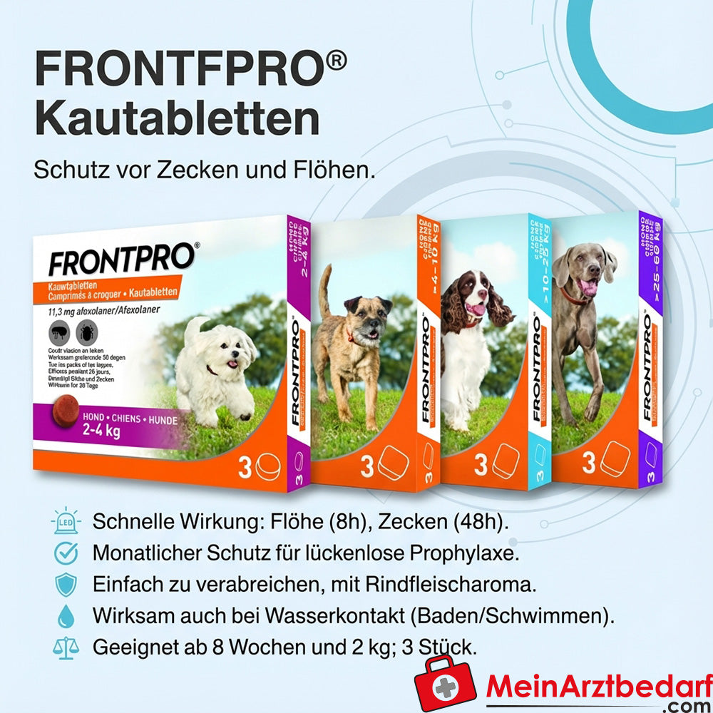 Frontline FRONTPRO Comprimidos Masticables Garrapatas y Pulgas 3 pcs