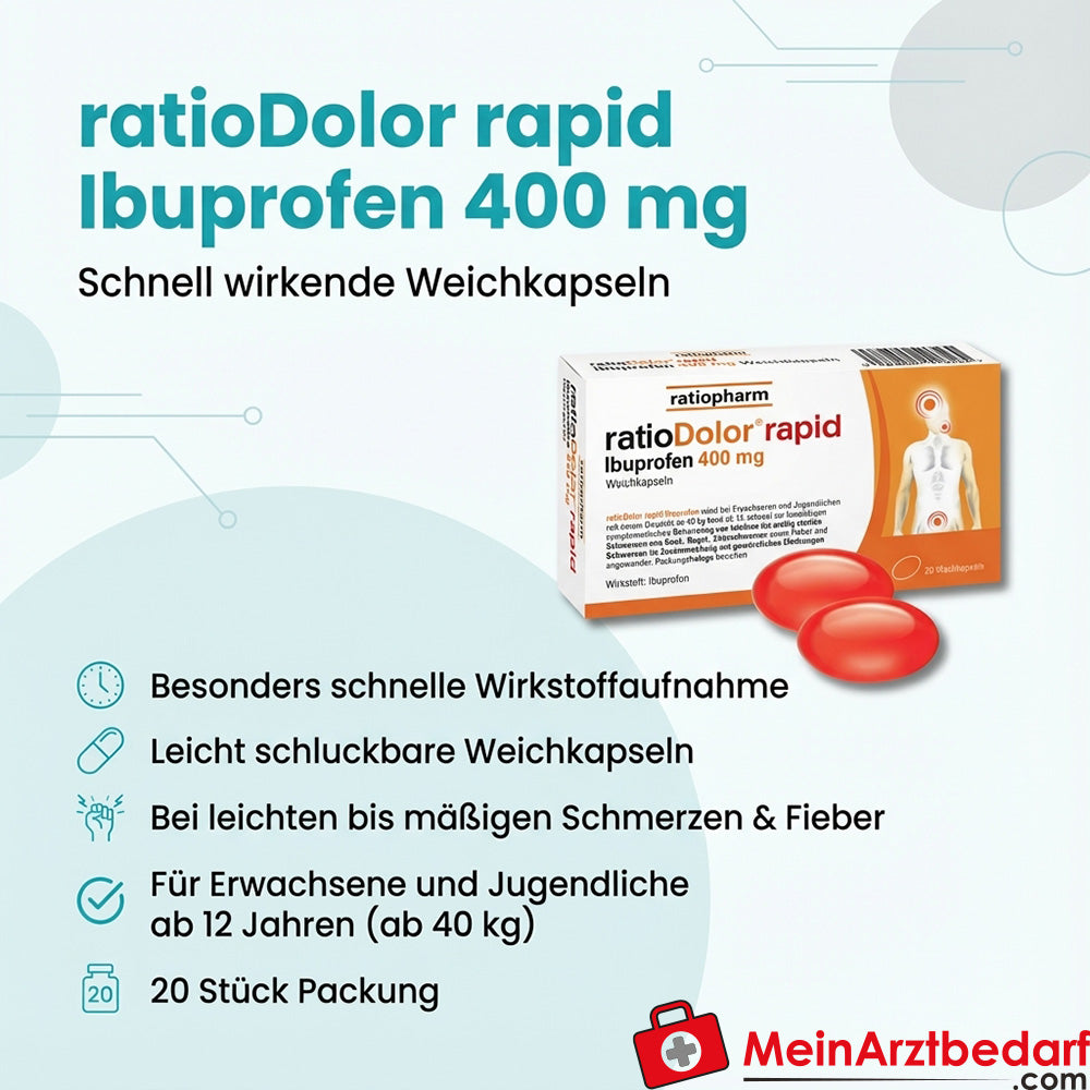 ratiopharm ratioDolor rapid Ibuprofen 400 mg zachte capsules met snelle werking 20 stuks