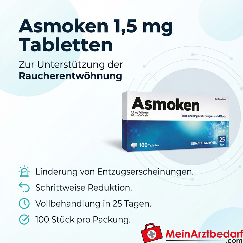 Sanova Asmoken comprimidos 1,5 mg, 100 unidades, para dejar de fumar