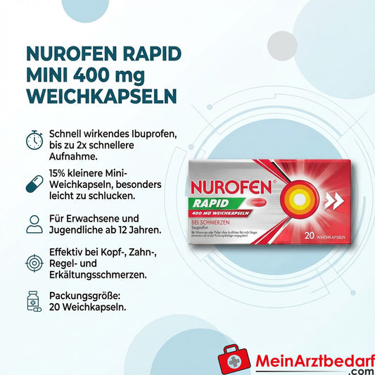 Nurofen Rapid Mini 400 mg kapsułki miękkie 20 szybkich tabletek przeciwbólowych od 12 lat