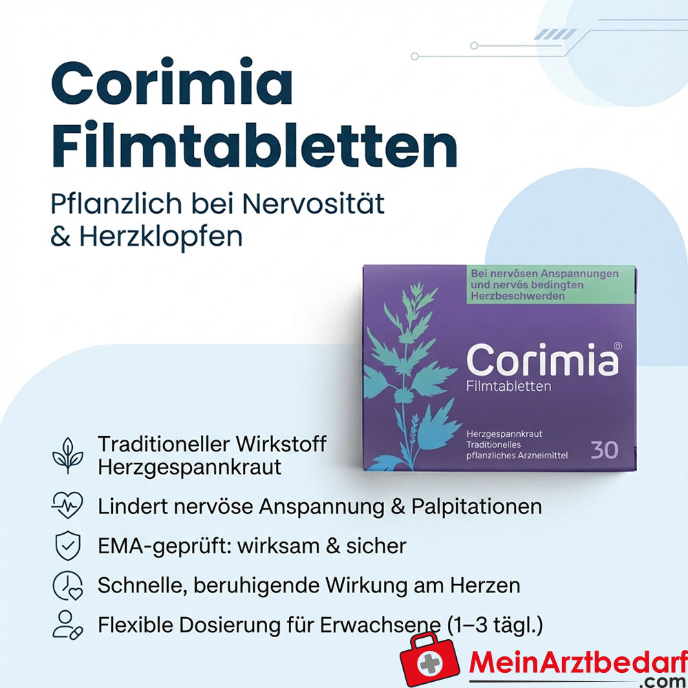 Adler Pharma Corimia Filmtabletten 30 St. Herzgespannkraut bei Nervosität