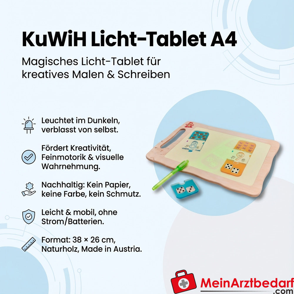 KuWiH Licht-Tablet A4 38 x 26 cm Naturholz Leuchttafel fluoreszierend.