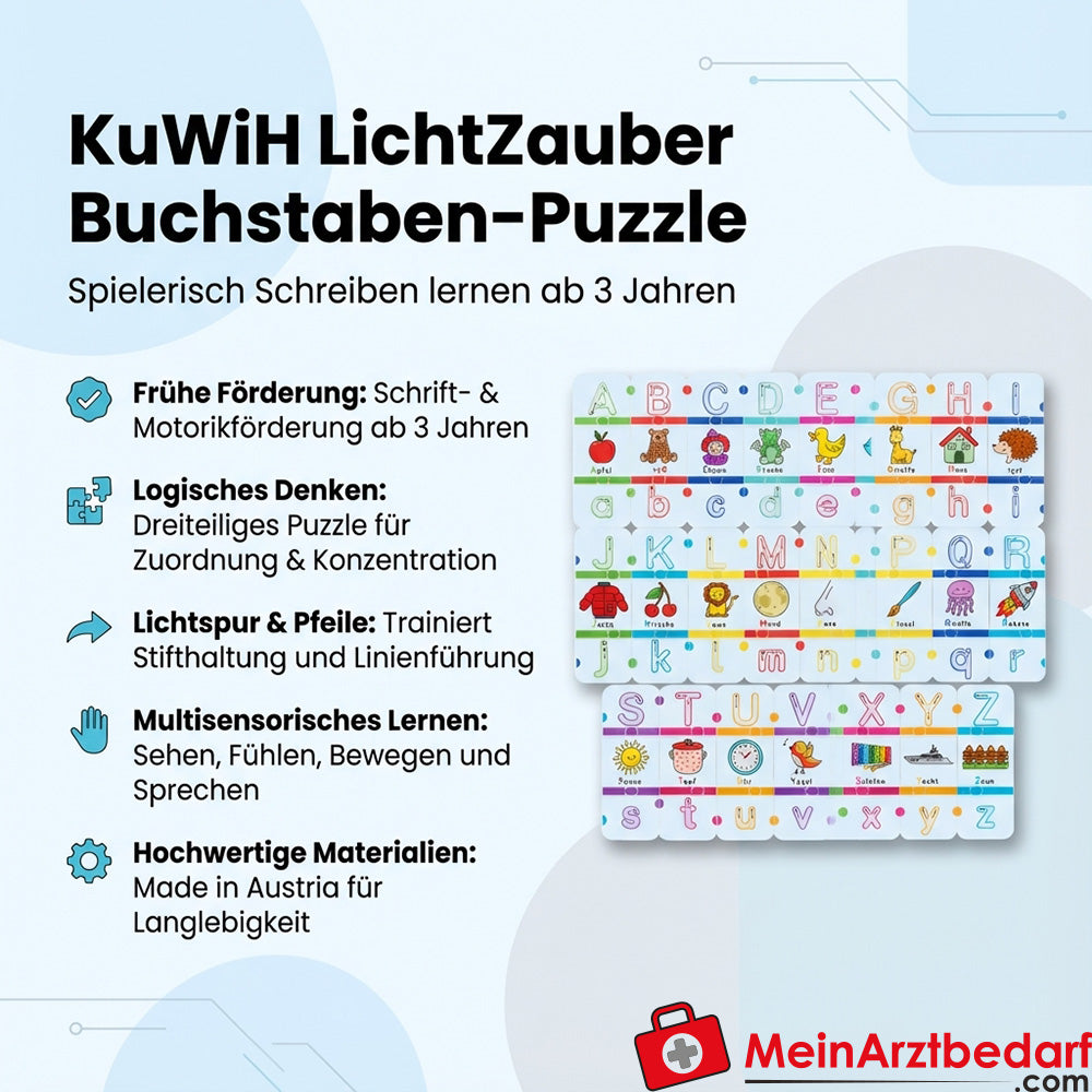 KuWiH LichtZauber Buchstaben-Puzzle Lernspielzeug ab 3 Jahren für Schreiben lernen mit Licht-Tablet.