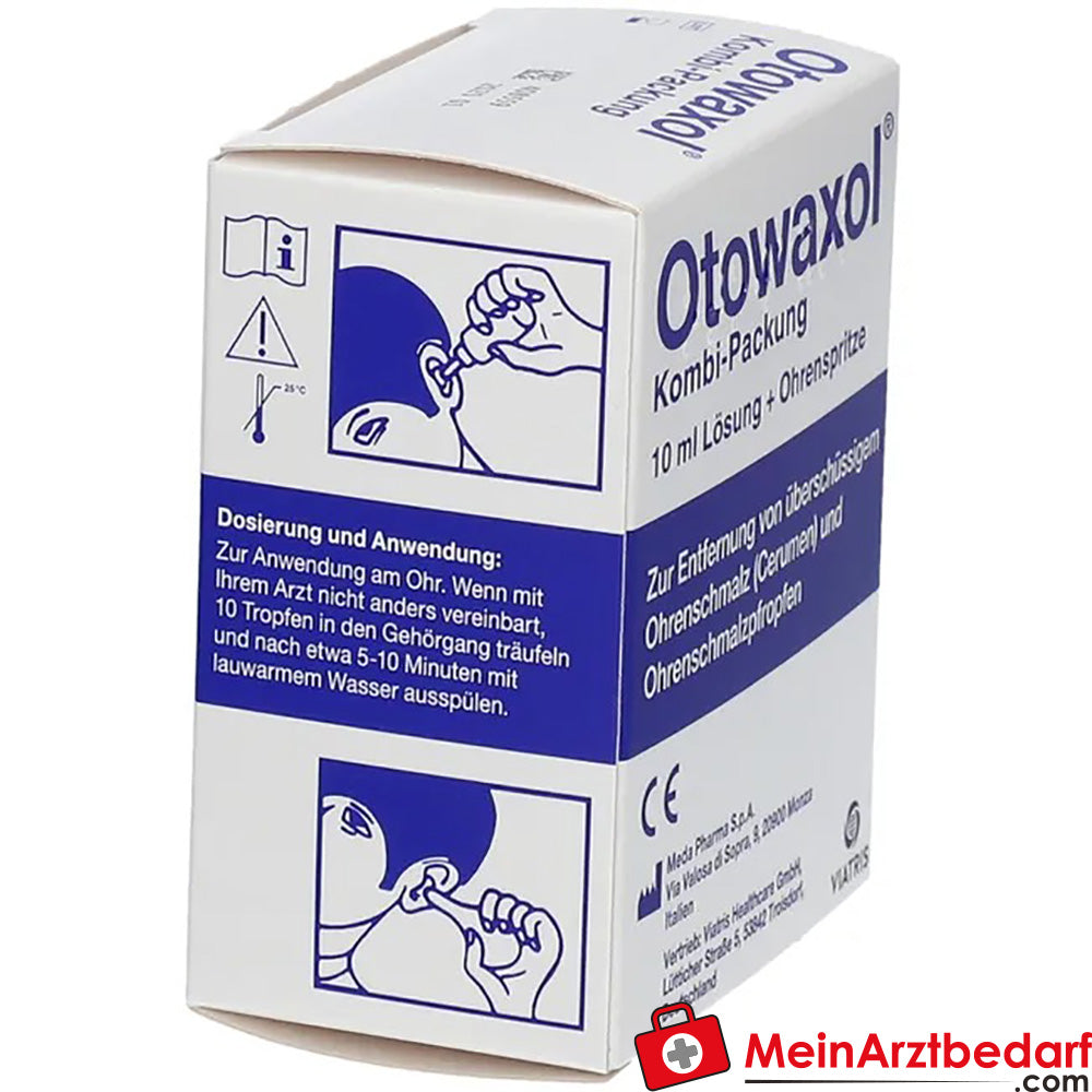 Otowaxol Kombi-Packung - Ohrenschmalzentferner zur sanften Ohrenreinigung, inkl. Ohrenspritze, 10ml.