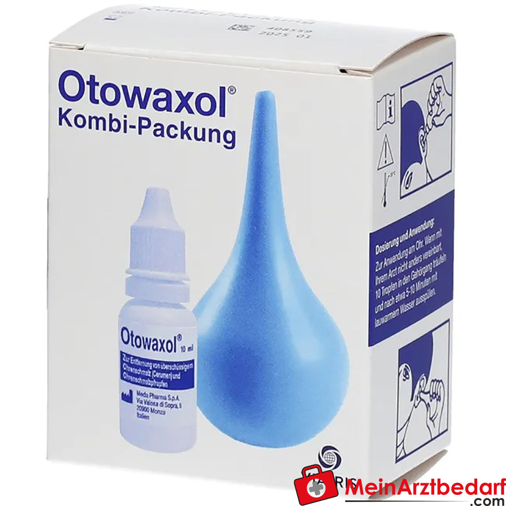 Otowaxol Kombi-Packung - Ohrenschmalzentferner zur sanften Ohrenreinigung, inkl. Ohrenspritze, 10ml.