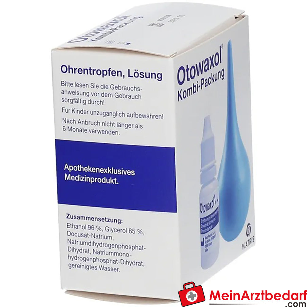 Otowaxol Kombi-Packung - Ohrenschmalzentferner zur sanften Ohrenreinigung, inkl. Ohrenspritze, 10ml.