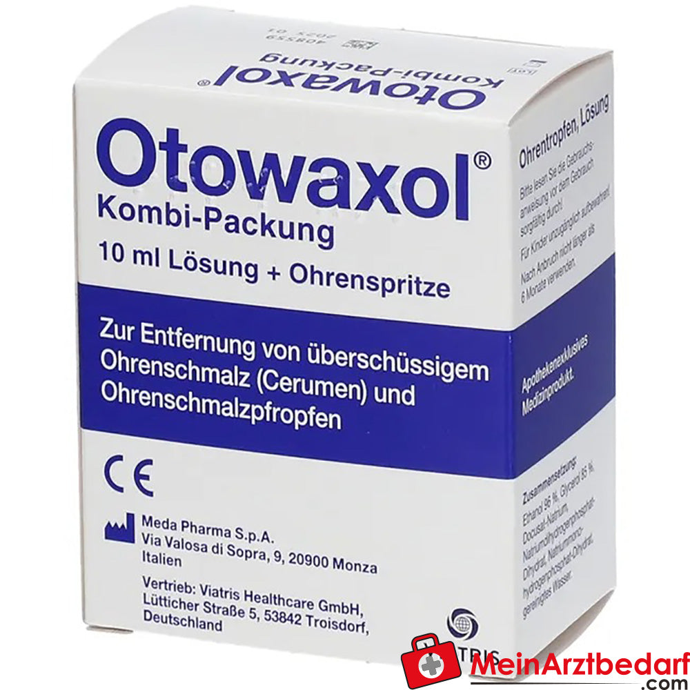 Otowaxol Kombi-Packung - Ohrenschmalzentferner zur sanften Ohrenreinigung, inkl. Ohrenspritze, 10ml.