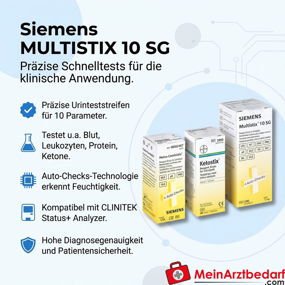 Siemens Multistix 10 SG urine test strips 100 pieces 10-parameter compatible with CLINITEK Status+ Analyser