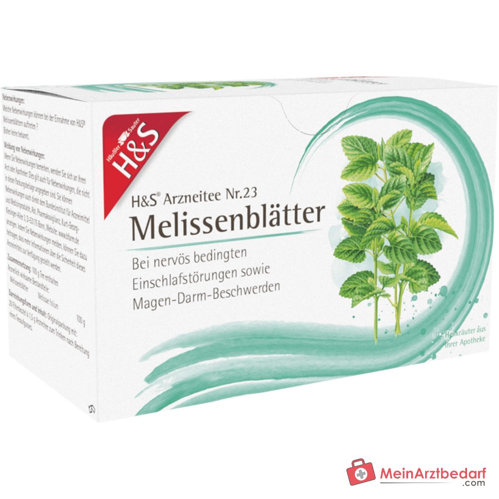 H&S Melissenblätter Nr. 23 Melissentee Filterbeutel Packung, 20 x 1.5 g