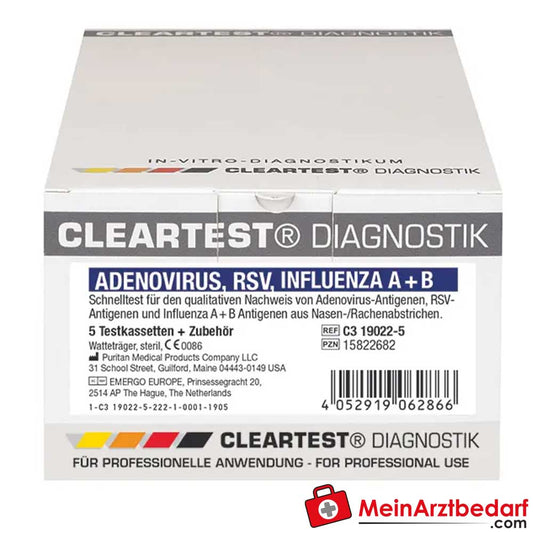 Cleartest Adenovirus, RSV und Influenza A+B Kombitest.
