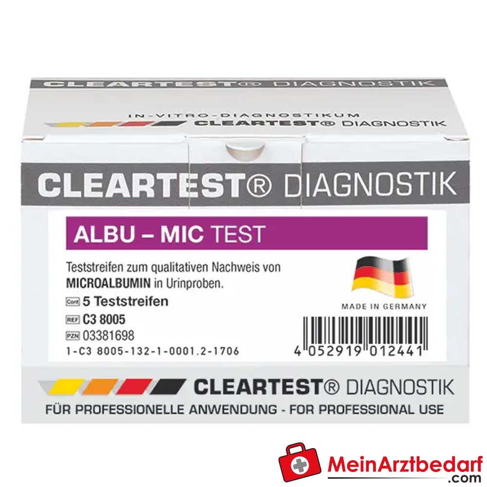 Cleartest Albu-Mic Nierenfunktions-Teststreifen.