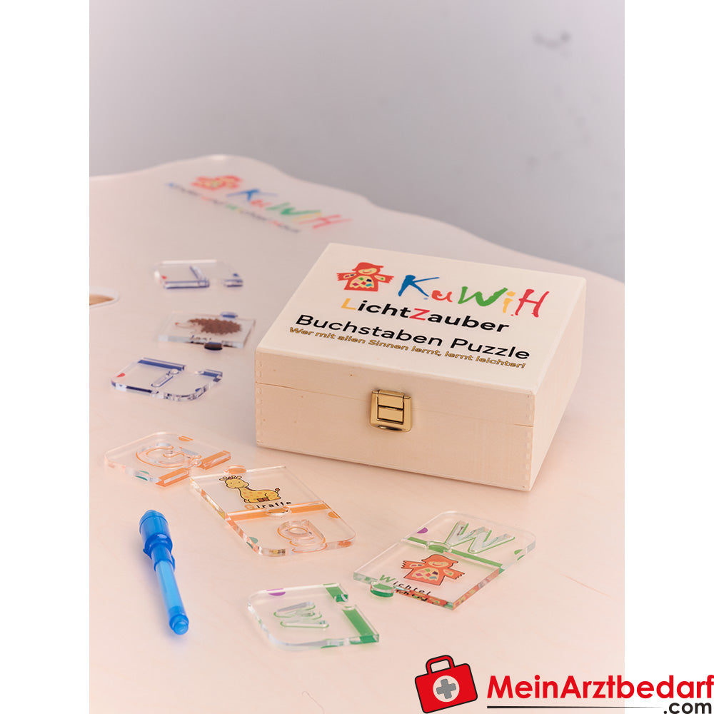 KuWiH LichtZauber Buchstaben-Puzzle Lernspielzeug ab 3 Jahren für Schreiben lernen mit Licht-Tablet.