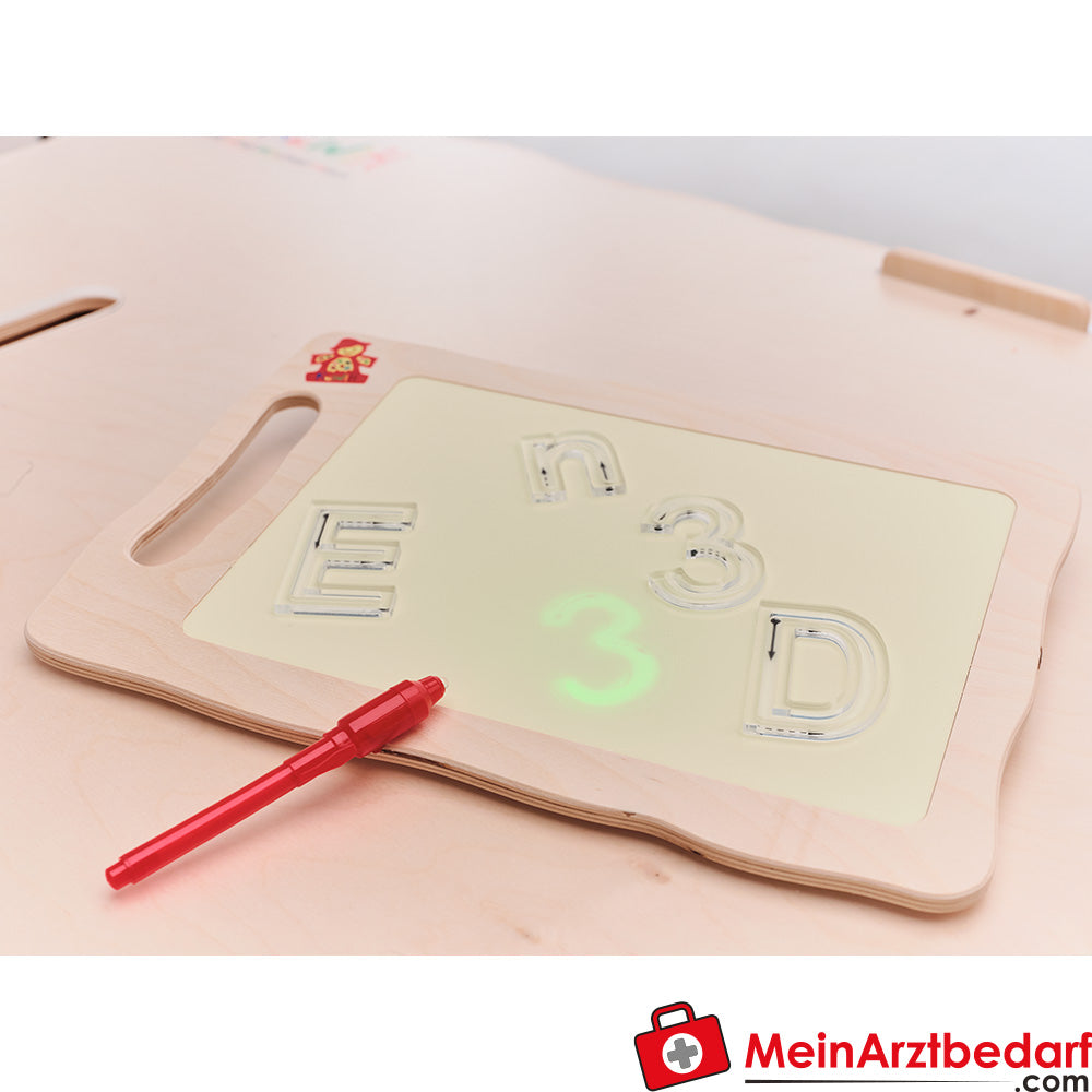 Leuchttafel aus Holz (A4) für Kinder - KuWiH Lumineszenz-Tablet zum Malen & Schreiben.