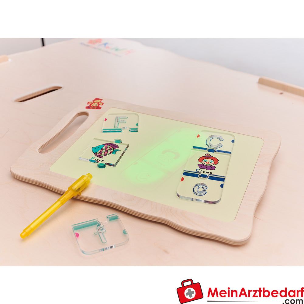 KuWiH LichtZauber Zahlen-Puzzle mit Lichtstift in Holzbox Lernspielzeug ab 3 Jahren.