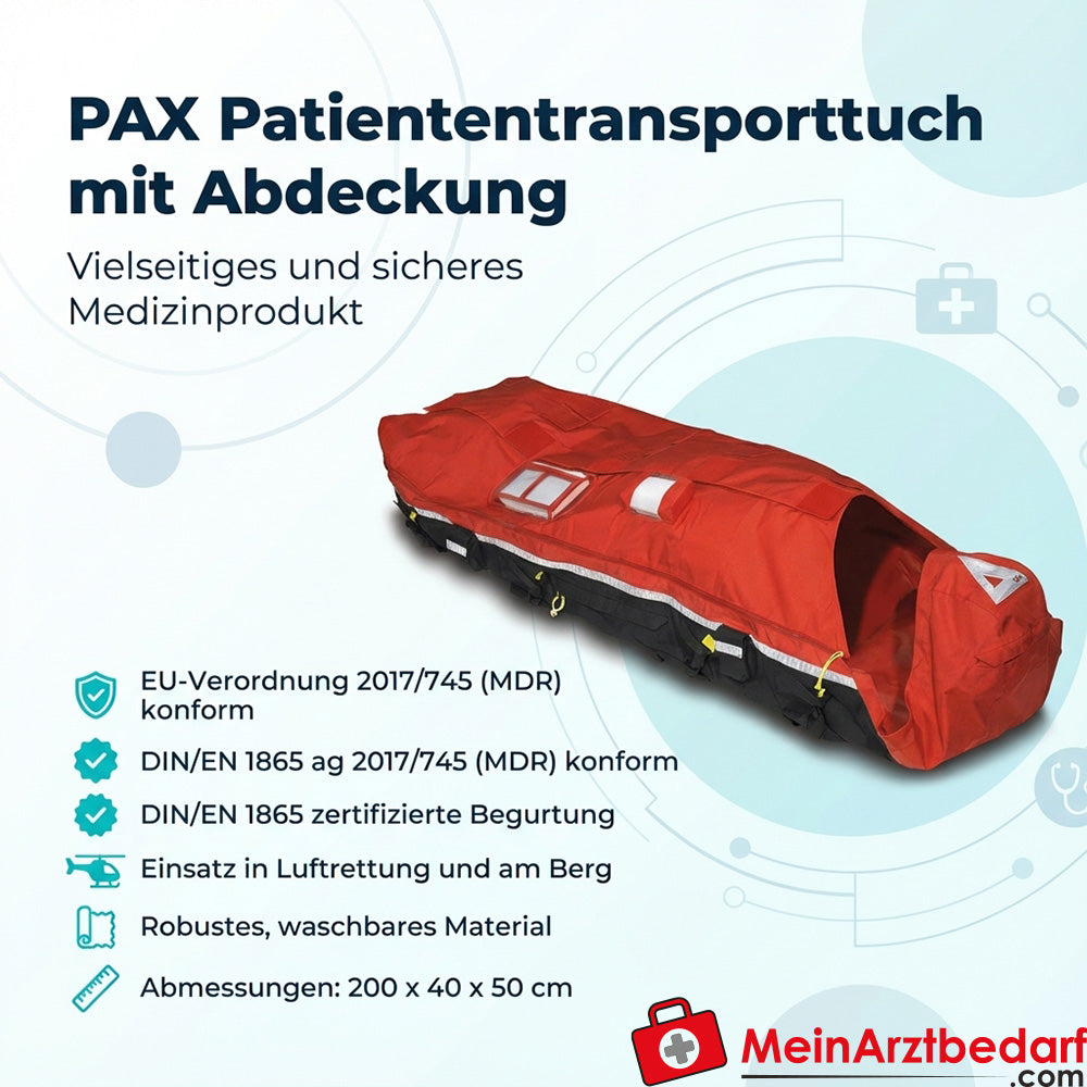 Pax Patiententransporttuch mit Abdeckung.