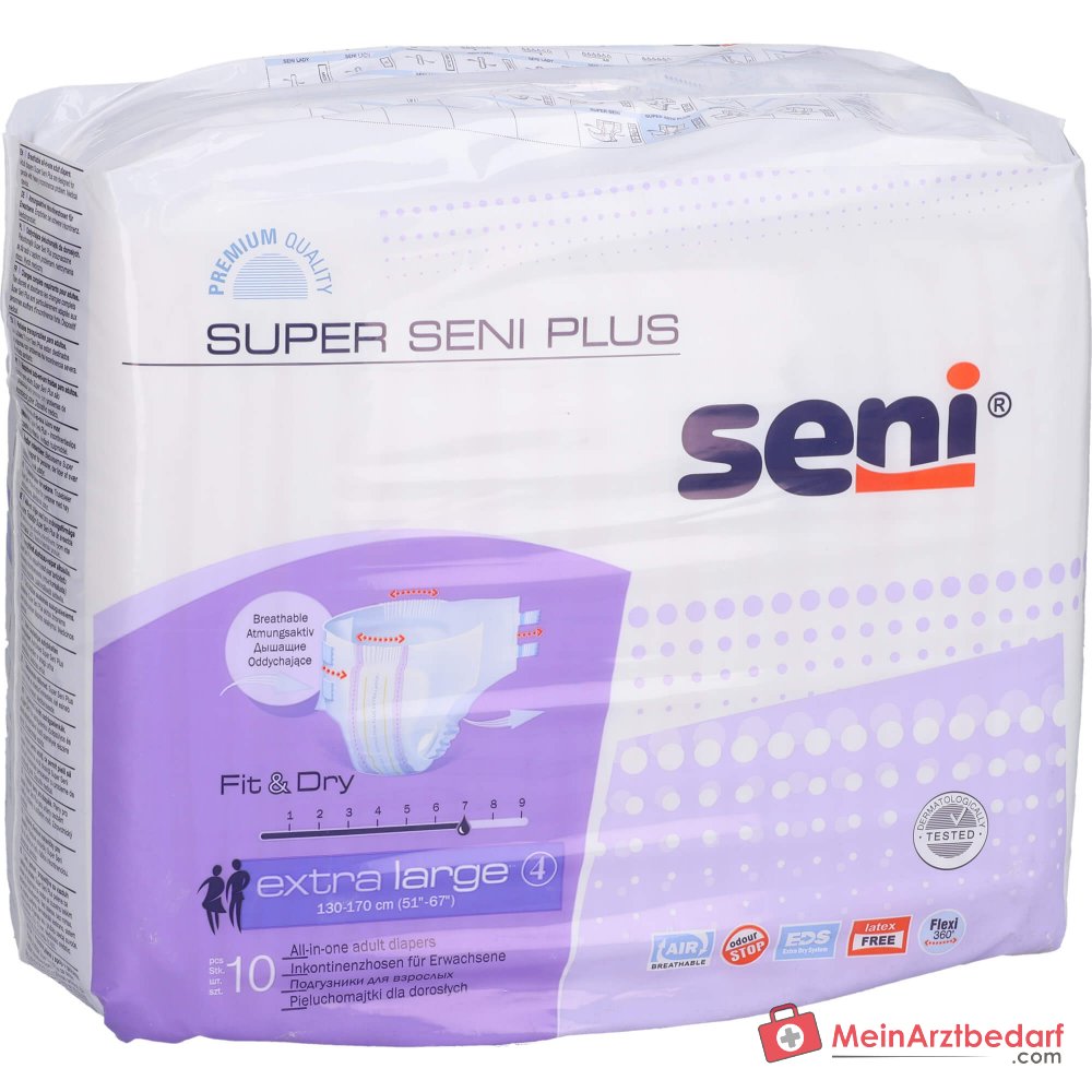 Super SENI Plus incontinentiebroek XL (tailleomvang 130-170 cm) met vochtindicator voor matige tot ernstige incontinentie