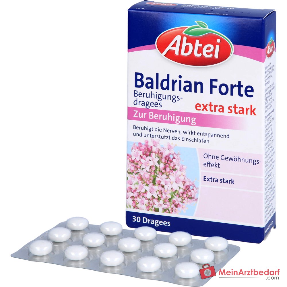 Abtei Baldrian Forte Extracto seco de raíz de valeriana grageas calmantes, 30 uds.