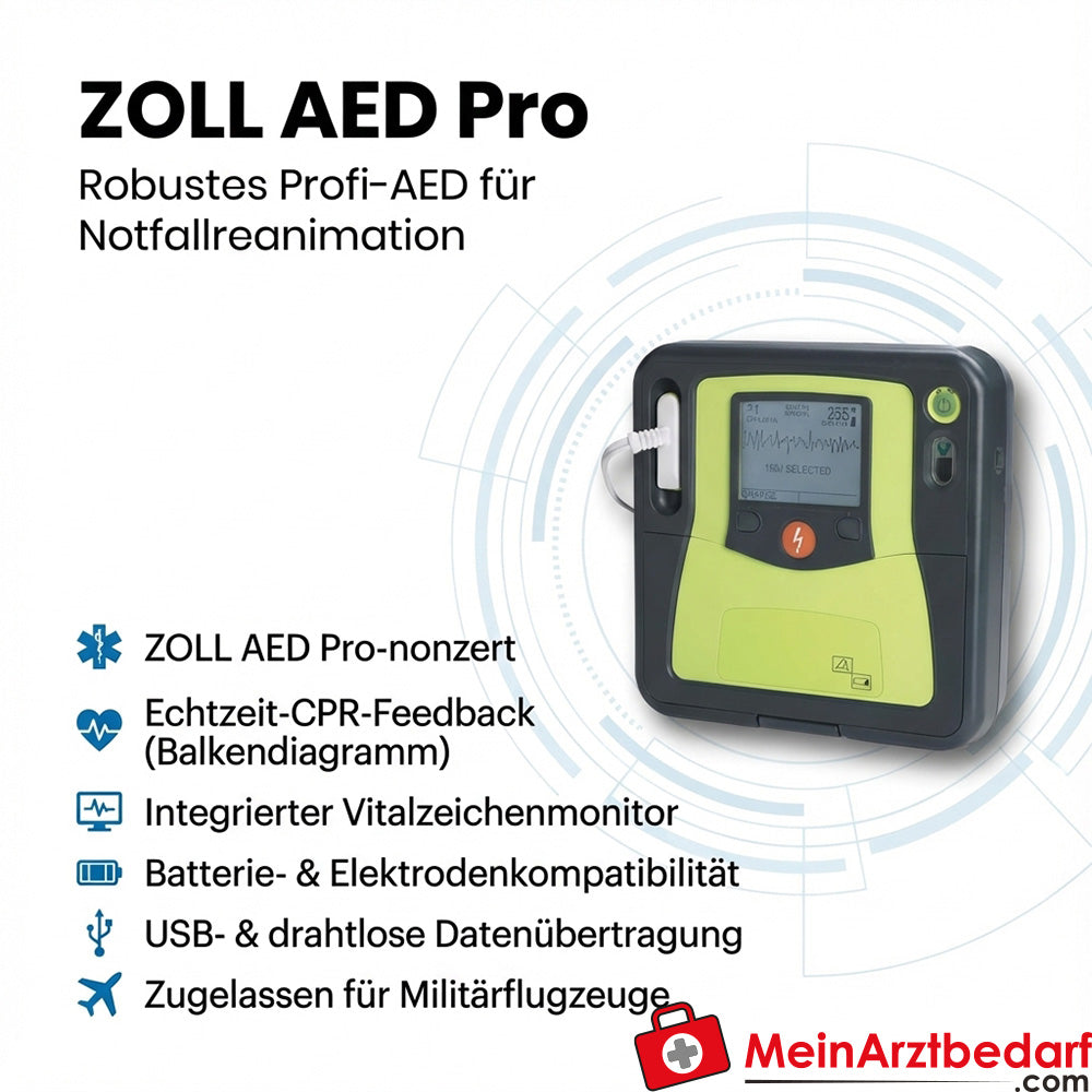 Defibrylator ZOLL AED Pro ze sprzężeniem zwrotnym w czasie rzeczywistym i monitorem parametrów życiowych
