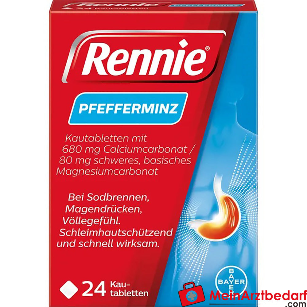 Rennie® Pfefferminz|Kautabletten bei Sodbrennen.