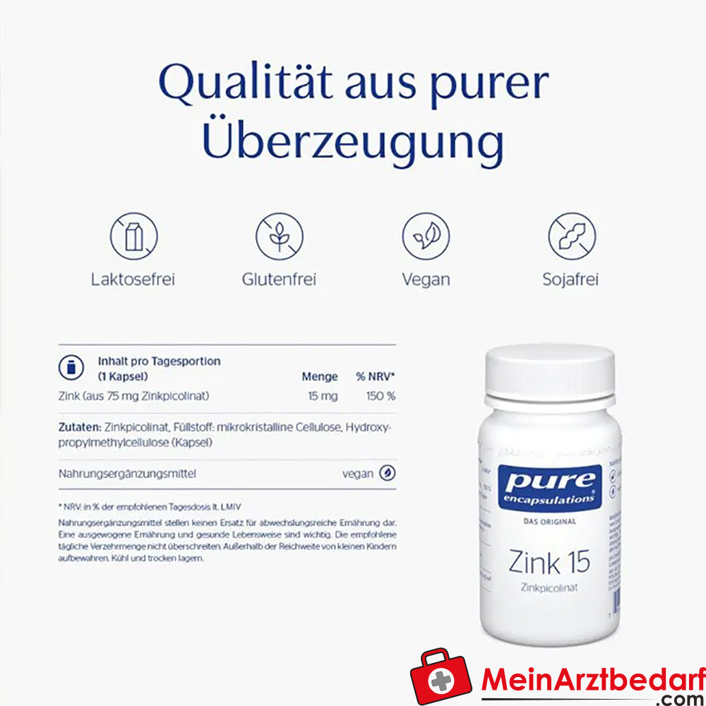 Pure Encapsulations Zink 15 Zink Picolinaat 15 mg Capsules 60 Capsules