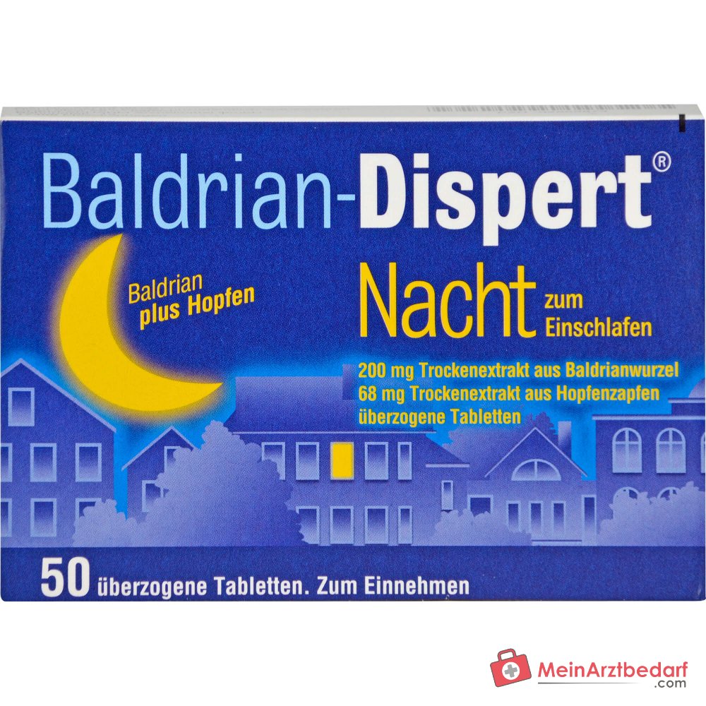 Compresse rivestite Baldrian-Dispert Notte per l'addormentamento, estratto secco di radice di valeriana / estratto secco di cono di luppolo, 50 pz.
