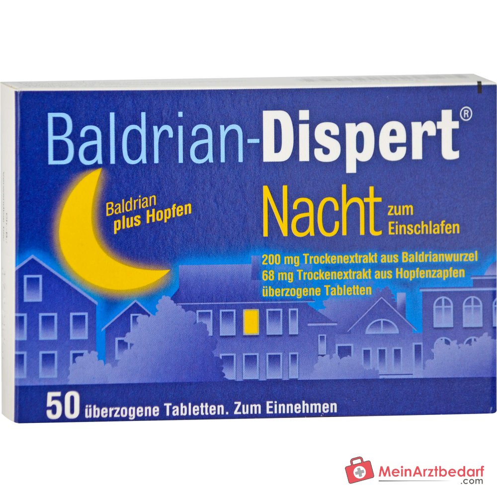 Compresse rivestite Baldrian-Dispert Notte per l'addormentamento, estratto secco di radice di valeriana / estratto secco di cono di luppolo, 50 pz.
