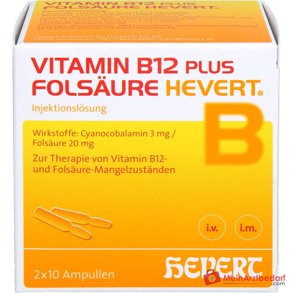 Hevert Vitamine B12 plus Acide Folique Solution injectable, 2 x 10 ampoules