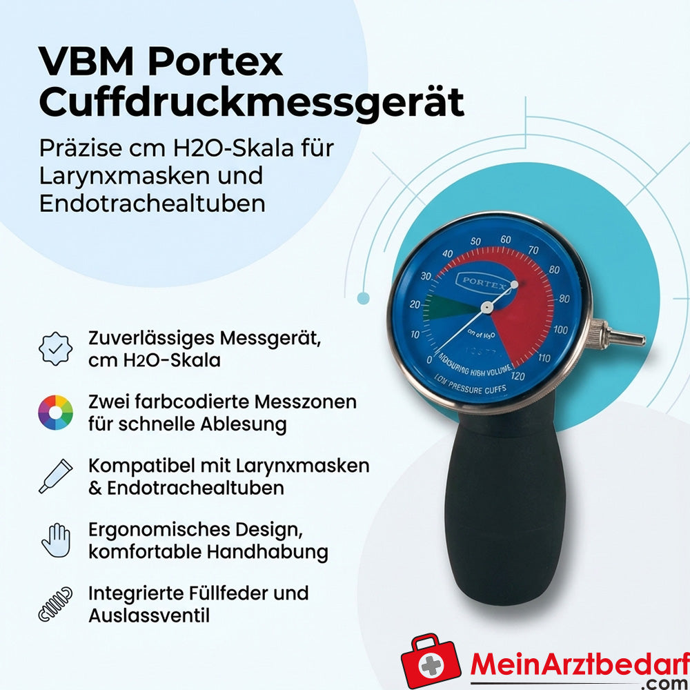 VBM Portex cuff pressure measuring device cm H2O with Luer connection, filling pen