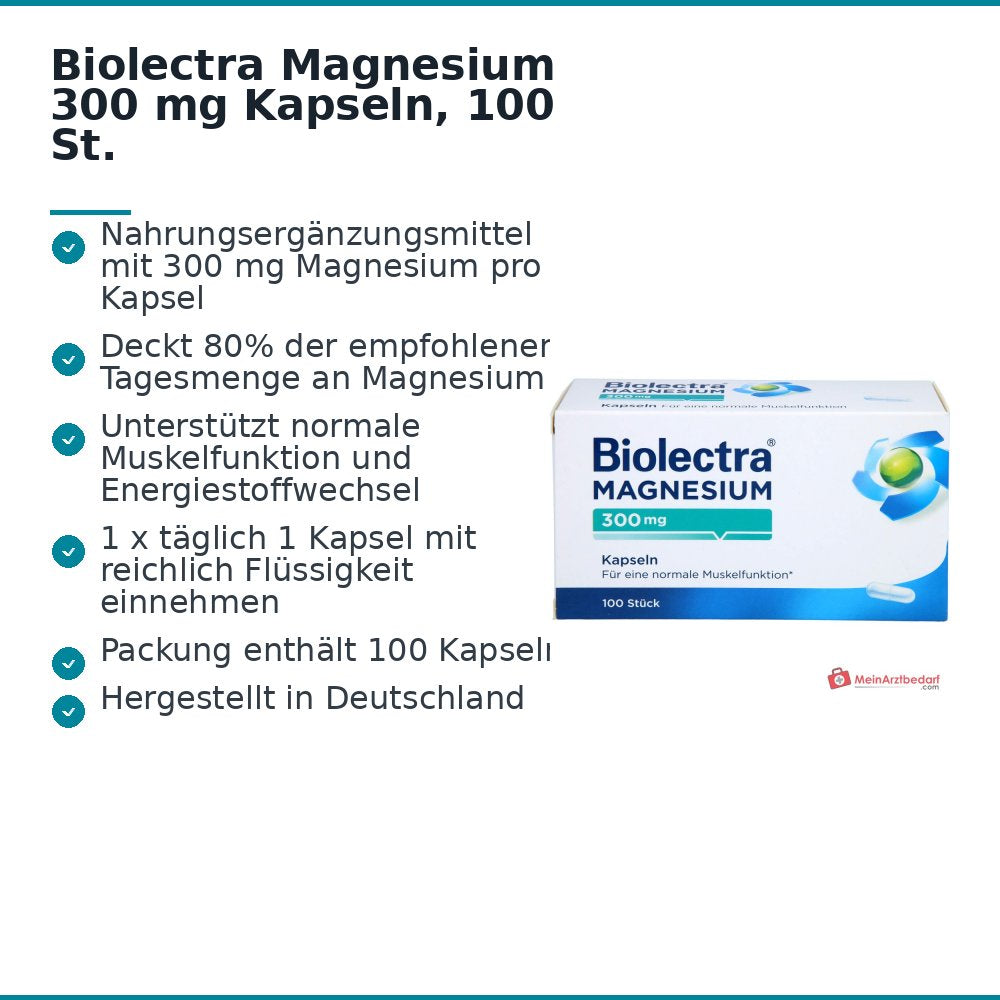 Biolectra Magnesium Magnesiumoxid Kapseln, 100 St..