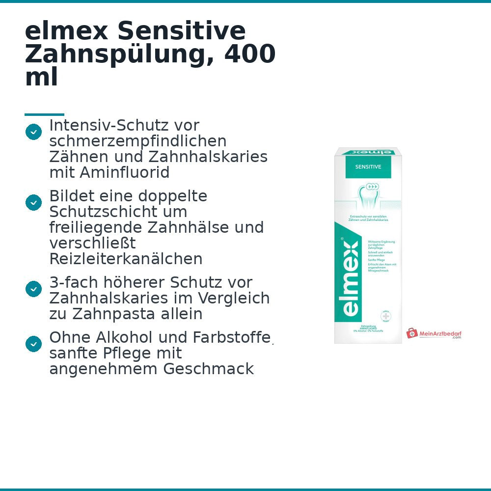 elmex Sensitive Zahnspülung Aminfluorid / Natriumfluorid Mundspülung, 400 ml.