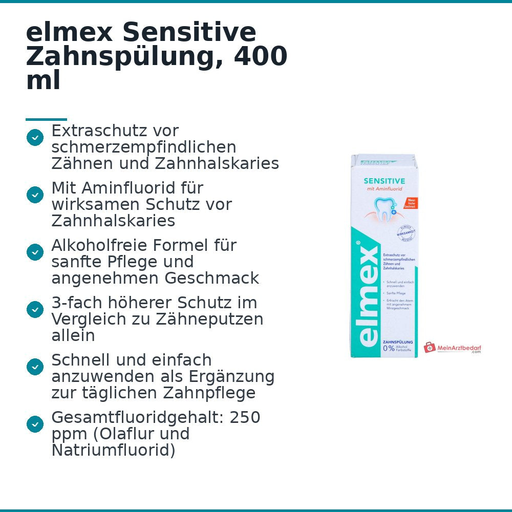 elmex Sensitive Zahnspülung Olaflur / Natriumfluorid Lösung, 100 ml.