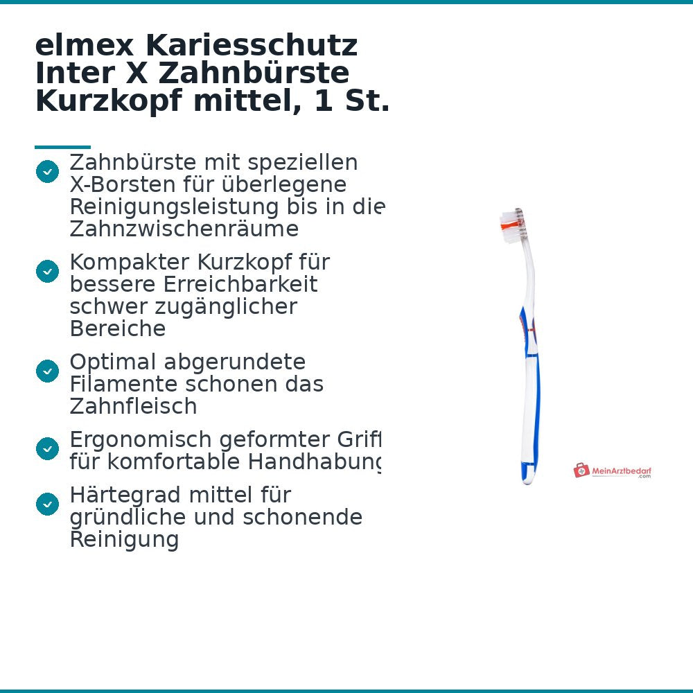elmex Kariesschutz Inter X Zahnbürste Kurzkopf mittel, 1 St..