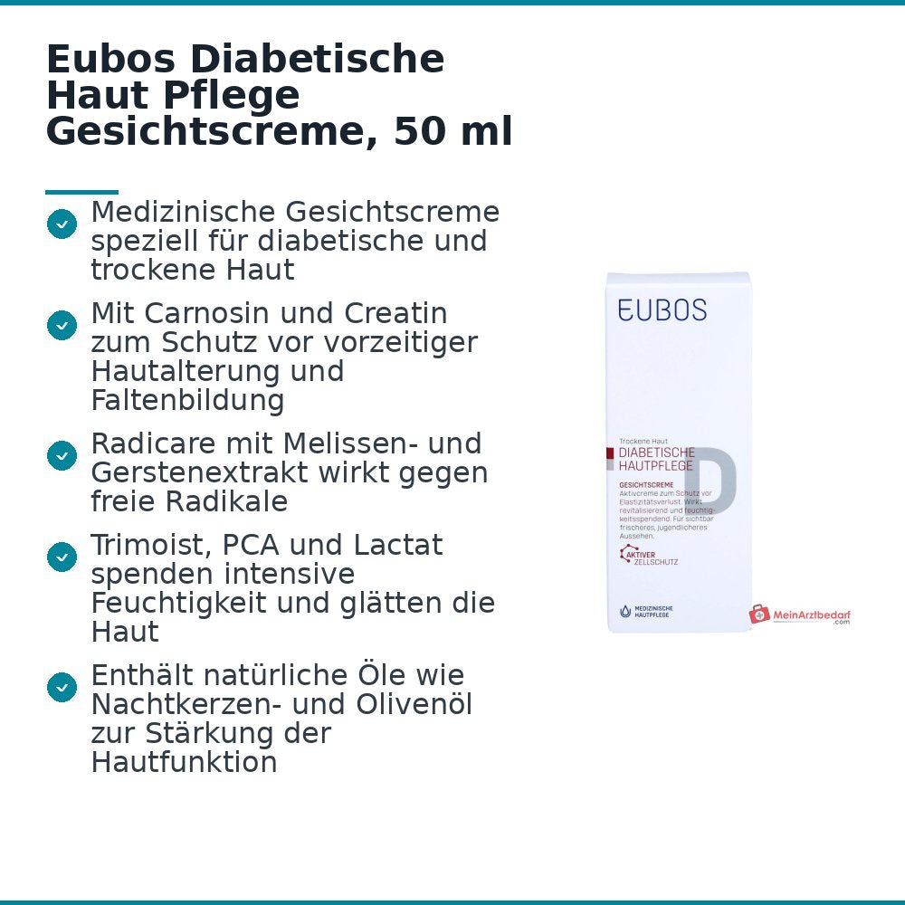 Eubos Diabetische Haut Pflege Gesichtscreme, 50 ml