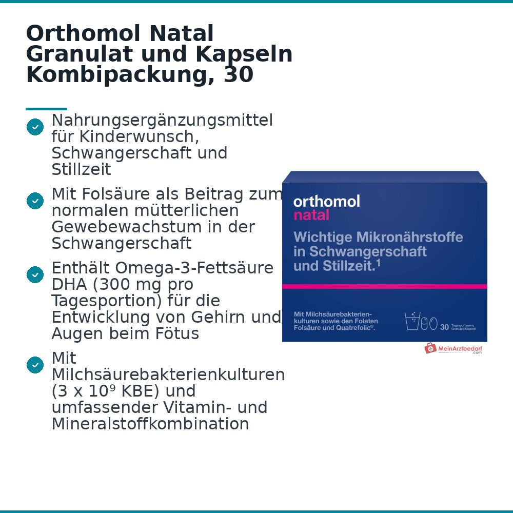 Orthomol Natal Granulat und Kapseln Kombipackung, 30 Tagesportionen.