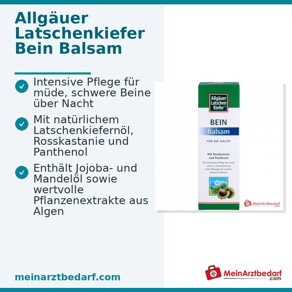 Allgäuer Latschenkiefer Bein Balsam für die Nacht Latschenkiefernöl / Rosskastanie / Panthenol Balsam, 200 ml.