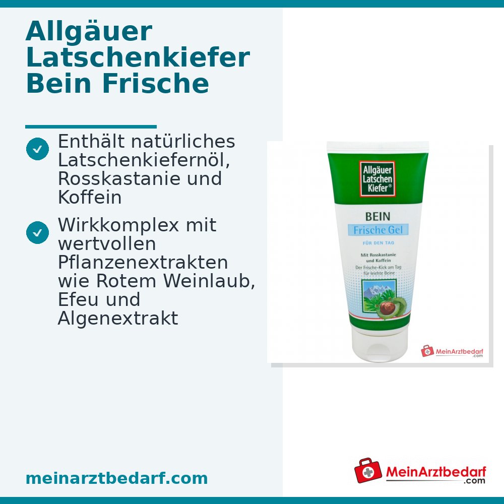 Allgäuer Latschenkiefer Bein Frische Gel Latschenkiefernöl / Rosskastanie / Koffein / Menthol / Campher Gel, 200 ml.