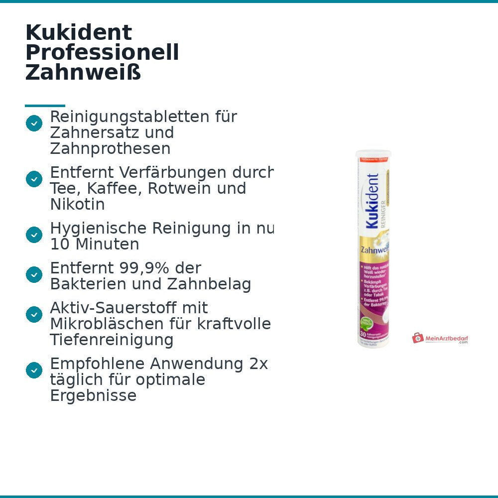 Kukident Professionell Zahnweiß Gebissreiniger Tabletten, 30 St..
