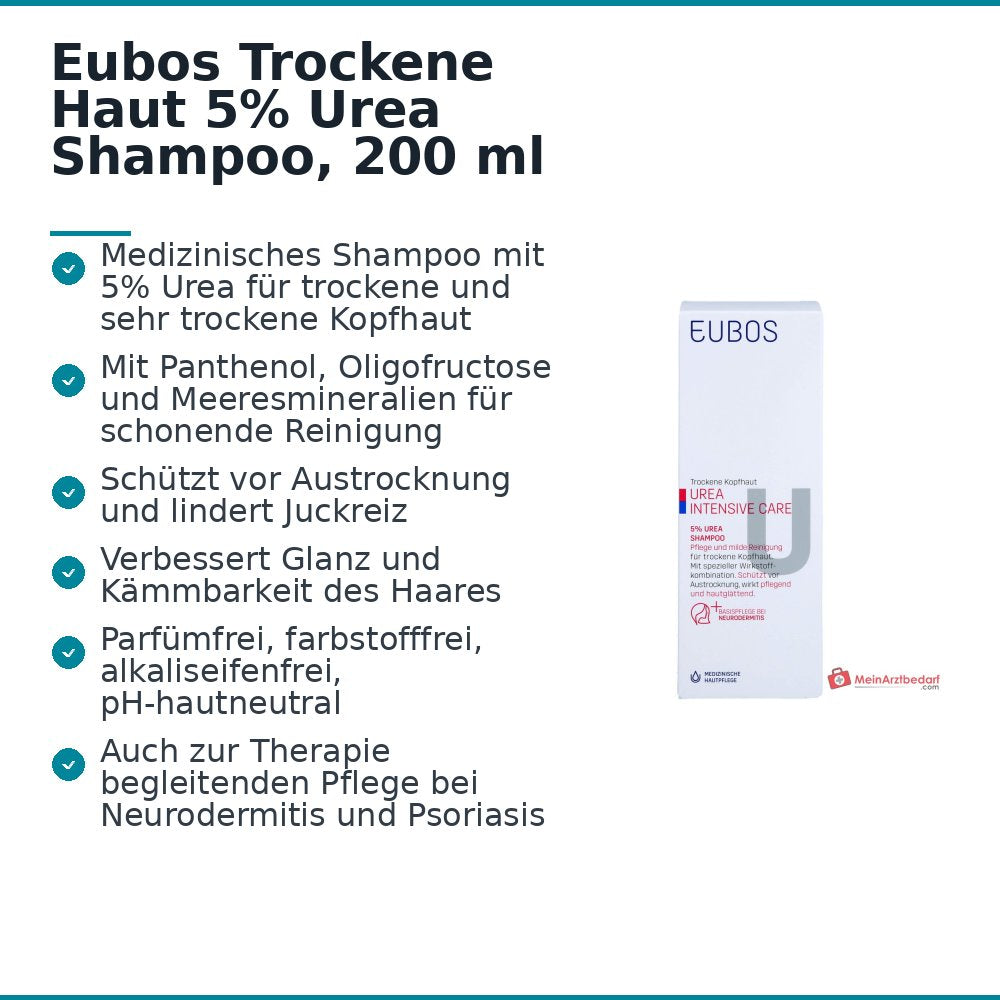 Eubos Trockene Haut Urea 5% Shampoo, 200 ml.