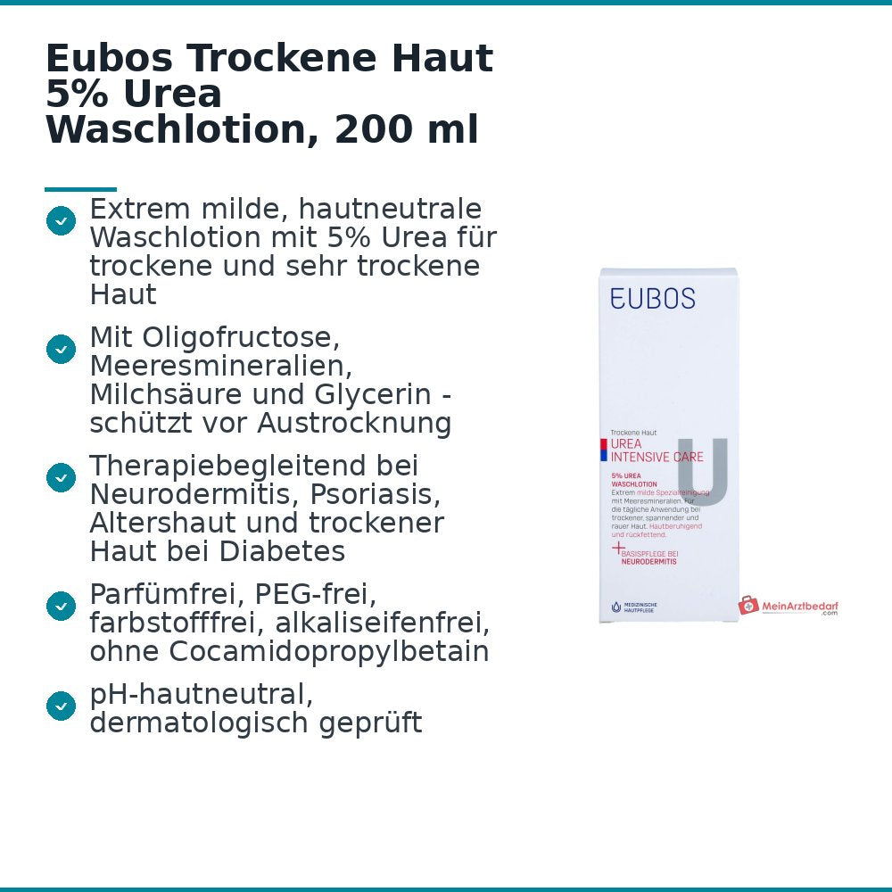 Eubos Trockene Haut Urea 5% Waschlotion, 200 ml.